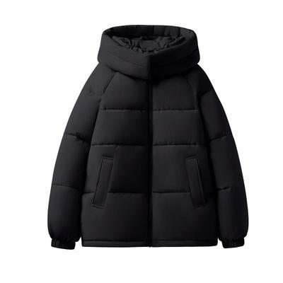 班尼路黑色棉服女款2025新款冬季外套女装加厚棉衣夹棉保暖棉袄M