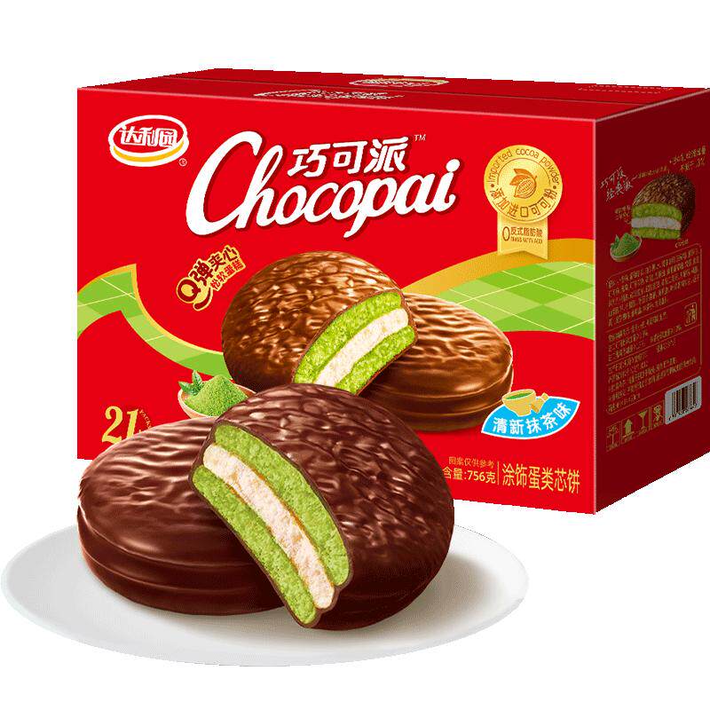 达利园糕点巧可派清新抹茶味756g休闲零食蛋糕早餐饱腹代餐小吃