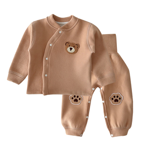 德绒婴儿保暖内衣加厚打底宝宝衣服秋冬装季秋衣秋裤分体套装睡衣