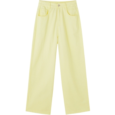 有兰柠檬糖锥形全棉牛仔裤