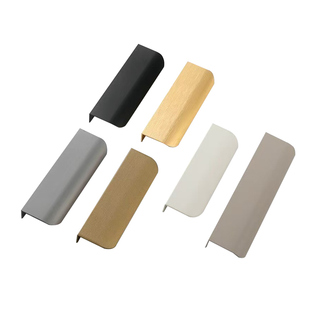 衣柜门隐形拉手免打孔现代简约黑色橱柜门抽屉拉手加长封边门把手