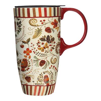 爱屋格林新款带盖大容量陶瓷马克杯女车载带盖早餐杯水杯咖啡杯