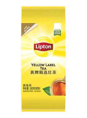 立顿经典黄牌红茶独立包装80包绿茶袋泡茶叶下午茶提神办公室商用