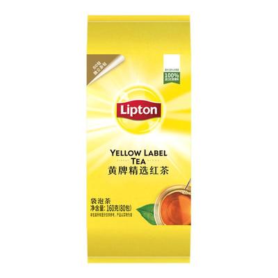 立顿经典黄牌红茶独立包装80包绿茶袋泡茶叶下午茶提神办公室商用