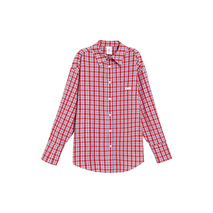 TurnSignal复古格子衬衫外套女春秋薄款2025新款休闲宽松翻领上衣