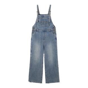 【商场同款】乐町2024冬季新款贴布绣花牛仔背带裤C2HAE4117