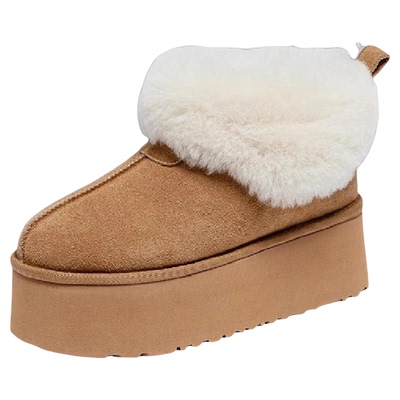 真皮内增高雪地靴10CM厚底短靴