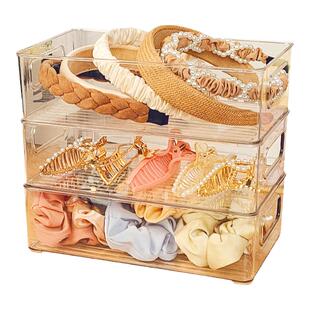 发箍发饰收纳盒梳妆发夹首饰头绳发卡儿童头饰橡皮筋透明盒子发圈