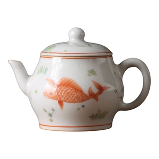 观云拟古红绿彩锦鲤小文壶景德镇陶瓷茶具手绘大吉单泡茶壶100ml