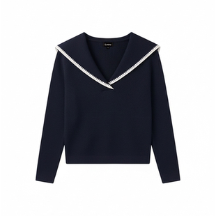 Lorene秋冬毛衣女羊绒毛衫宽松针织衫海军领学院风毛衣羊毛衫外套