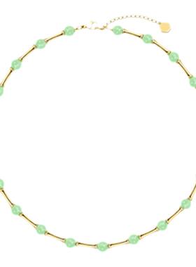 HEYU ISLAND/黑鱼岛节节高升绿珠玉石竹节项链优雅新中式颈链
