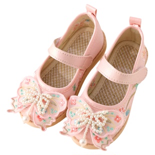 汉服鞋女童春秋古装古风新中式老北京绣花布鞋儿童手工珍珠国风鞋