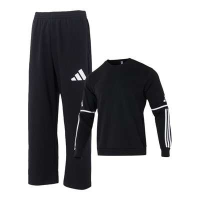 Adidas阿迪达斯黑色卫衣长裤两件套男装25秋冬新款运动休闲套装