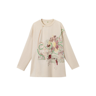 一城画一冬季宽松通勤百搭慵懒风长袖减龄长T恤女14411L359