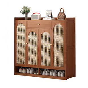 加宽鞋架子家用门口藤编门透气防尘多层玄关储物柜大容量收纳鞋柜
