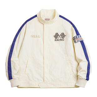 马登工装 美式复古拼色刺绣赛车夹克F1车手服休闲棒球领外套男秋