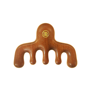 晚安小灯泡小章鱼五齿按摩梳檀木梳木梳子宽齿五爪便携梳头按摩器