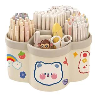 360度旋转加厚多功能笔筒可爱儿童桌面文具收纳学生大容量笔盒ins