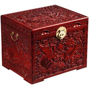 仿古香樟木箱子婚嫁箱结婚雕花衣箱实木字画箱嫁妆特价储物木箱子