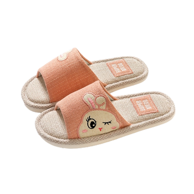 四季家居亚麻托鞋软底防滑