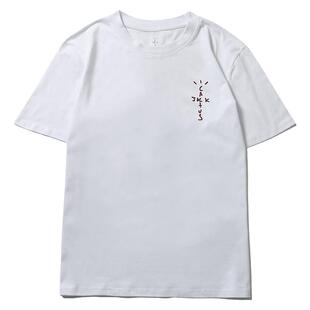 Travis Scott短袖小众潮牌美式滑板基础打底衫夏情侣简约纯色T恤