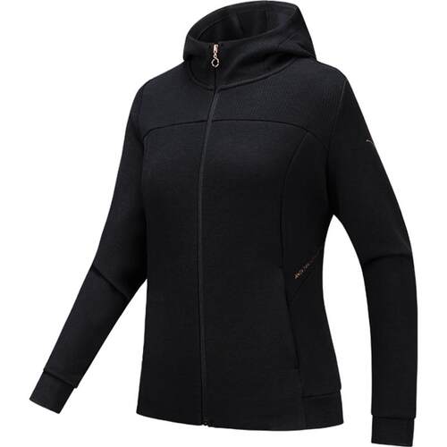 安踏针织挺括运动外套女春季跑步训练开衫卫衣连帽上衣162537715N