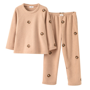 珊瑚绒睡衣女款2025新款小个子150cm秋冬圆领长袖xs码家居服套装