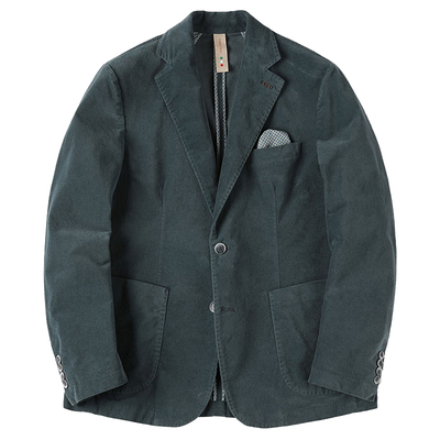 PANICALE蓝色棉质绒面西服外套