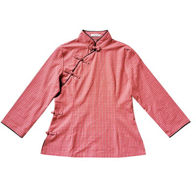 中式原创格子棉布旗袍上衣玉想