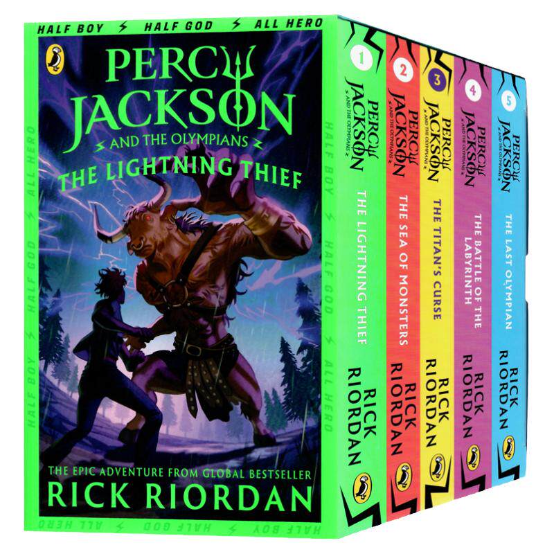 Percy Jackson 波西杰克逊第一季5册 波西杰克逊英文原版魔兽之海奥林匹斯英雄 青少年科幻小说 儿童英语课外阅读系列书平装