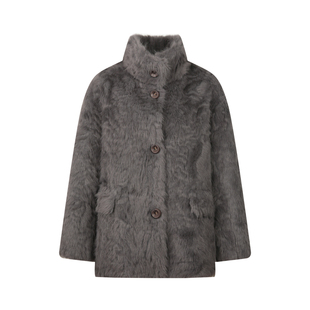 BLUEerror 立领毛绒加厚保暖短款皮草女毛茸茸皮毛一体外套冬季