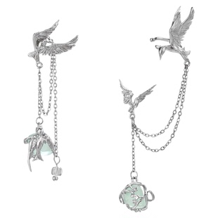 飞鸟集系列 小众设计原创耳环不对称绿萤石高级感新中式秋季耳饰