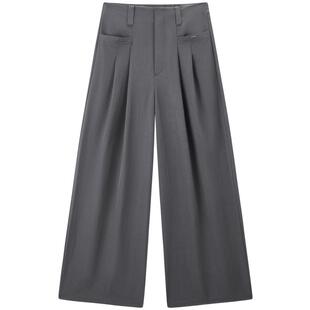 【商场同款】太平鸟26夏季新款兰精天丝阔腿弯刀西装裤A1GBG2209