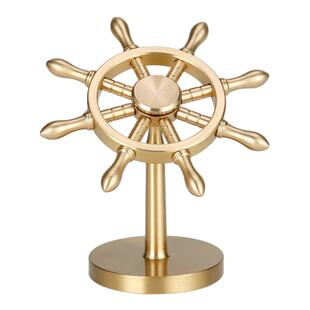 黄铜领航舵一帆风顺创意帆铜船舵方向盘转转桌面摆件解压神器送礼