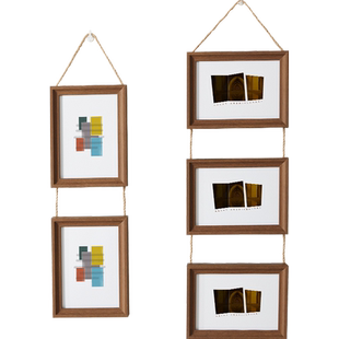 二连三联相框复古麻绳挂墙组合照片墙5五6六7七10寸8装饰相框定制