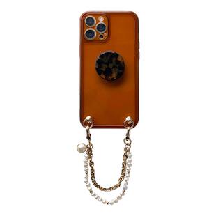 琥珀色天然珍珠手链手机壳适用iphone15promax高级感棕色苹果16系列全包软壳带支架小众复古13保护套奢华原创
