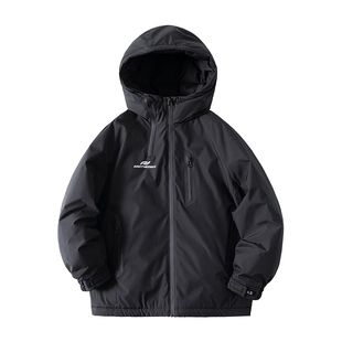 男童冬季黑色免洗户外冲锋衣羽绒服2025新款儿童加厚防水防寒外套