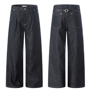 BurnBro【不褪色原牛】复古巴黎扣宽松直筒牛仔裤男cleanfit长裤