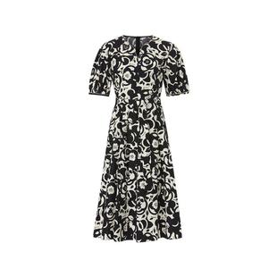 珂莱蒂尔2025年夏季新款棉质法式优雅浪漫几何印花短袖连衣裙女