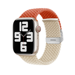 iserisewatch适用于apple watchs11表带iwatchs10高级苹果手表se/ultra3尼龙双色编织弹力夏天透气45mm运动