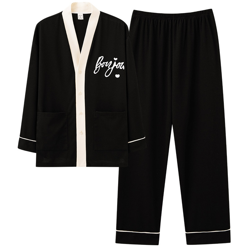 情侣大码宽松韩版长袖和服套装
