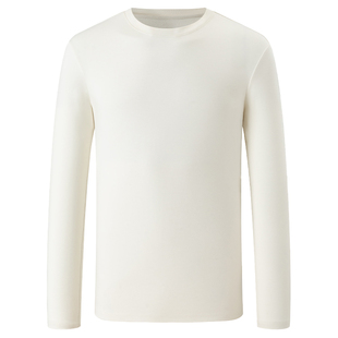拇指白小T奥莱长袖T恤男装春冬季保暖热特姆圆领体恤薄绒打底衫