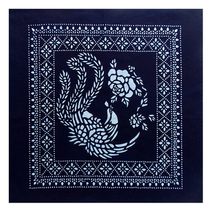 乌镇特产蓝印花布蜡染布装饰布纯棉茶几布方巾笔记本电脑防尘布