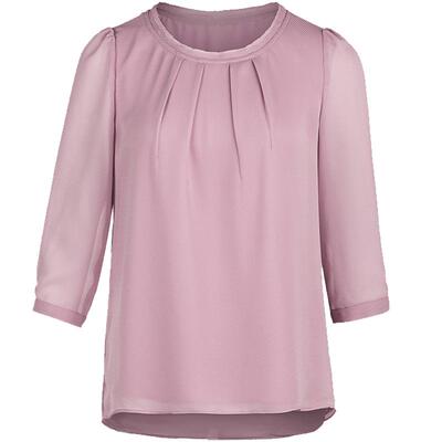 名师路新款肌理圆领套头下摆衬衫