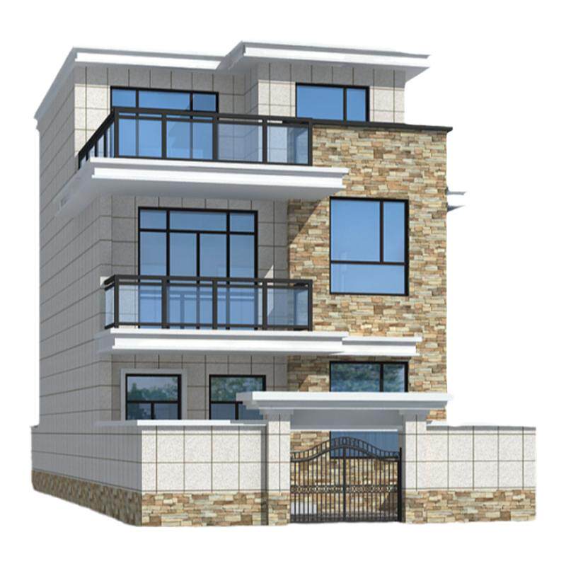 三层现代别墅农村自建房简约风格建筑平面结构水电效果全套施工图