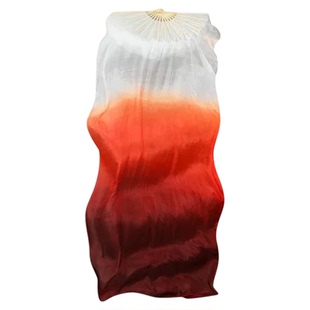 光亮舞蹈扇子真丝长飘酒红渐变长绸扇儿童古典舞跳舞专用表演道具