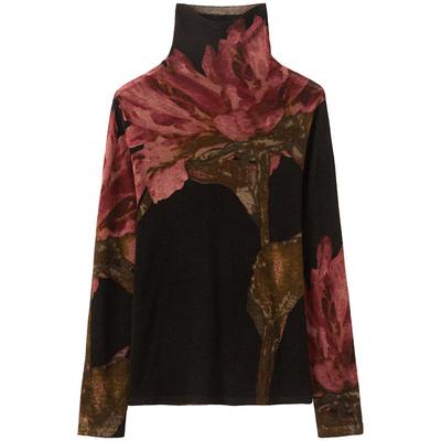 旺秋水溶羊毛薄堆堆领套头针织衫