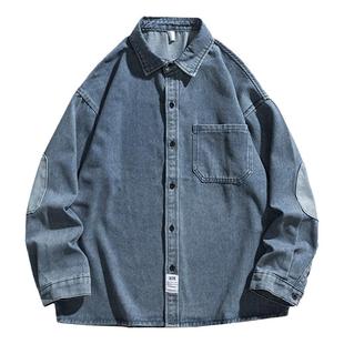 BOYUE帛跃补丁牛仔夹克秋季复古港风做旧男ins个性痞帅街头外套潮