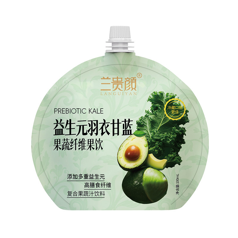 兰贵颜益生元羽衣甘蓝苹果汁奇亚籽芹菜青瓜果蔬纤维果汁饮料袋装