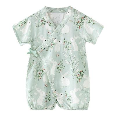 夏季天竹纱布薄款婴儿短袖连体衣